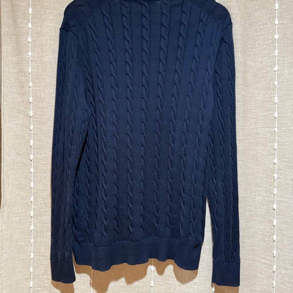 Brooks Brothers Navy Blue Cable Knit Crewneck Sweater - Picture 4 of 4